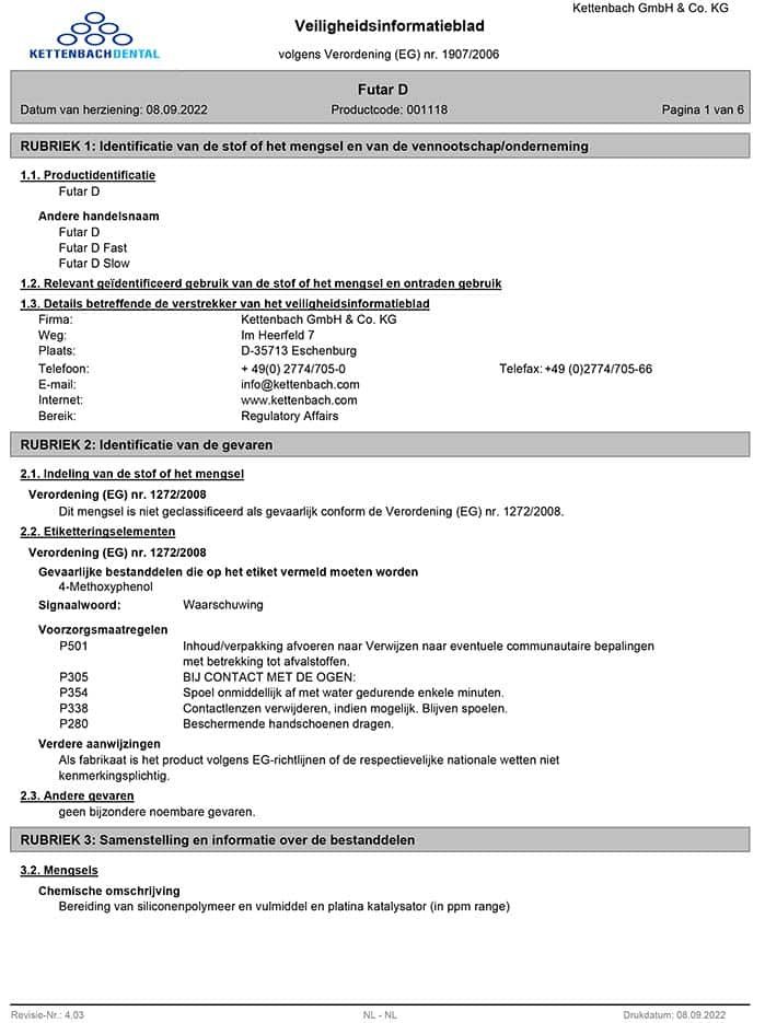 Futar D Veiligheidsblad