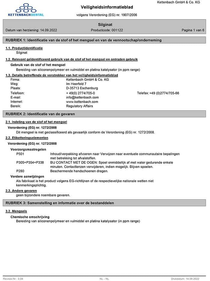 Silginat Veiligheidsblad