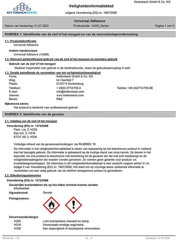 universeel adhesief veiligheidsblad